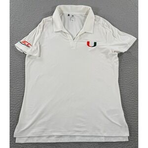 Adidas Miami Hurricanes Coaches Polo Shirt Womens Medium NCAA White Team Iconic